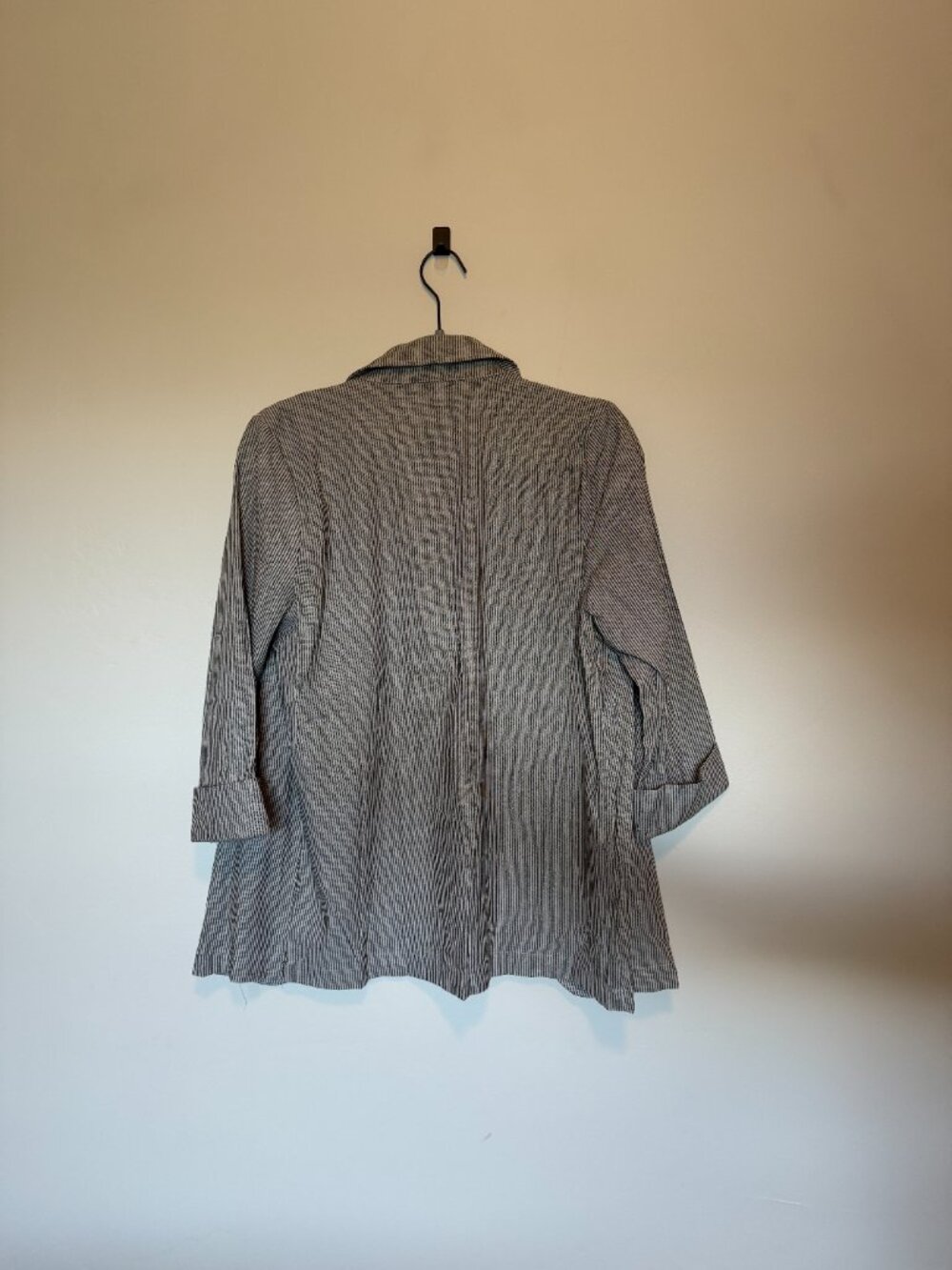 Doe & Rae Striped Blazer Size S Navy Gray 3/4 Sleeve Lightweight Workwear NWT - Picture 3 of 4